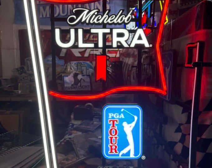 Michelob Ultra PGA Tour LED Flag Sign 36” Lighted Beer Sign Mancavedecor NEW