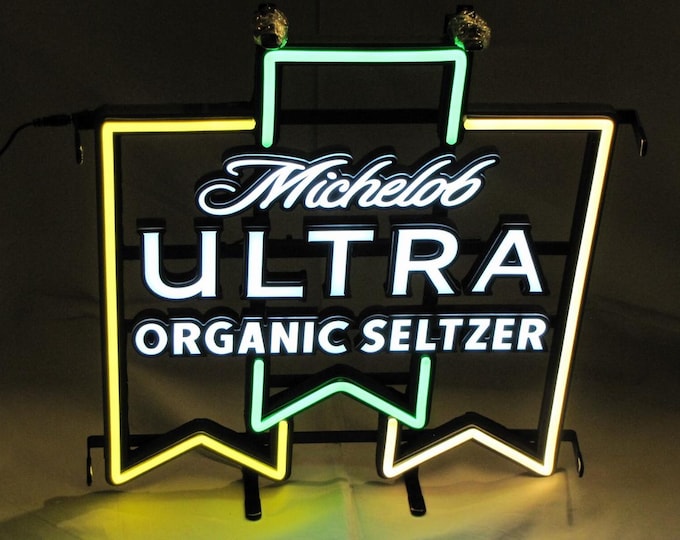 Michelob Ultra Organic Seltzer LED Beer Sign – 26" x 22" Lighted Bar Pub Wall Lamp – Man Cave Decor