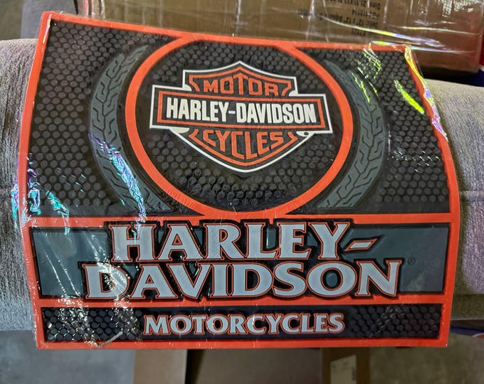 Biker Bar Mat – 12"x14" Rubber Drink Mat, Motorcycle Bar Accessory, Man Cave Counter Mat