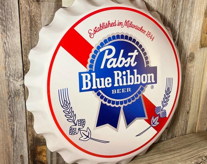 Pabst Blue Ribbon PBR 18” Bottle Cap Sign – Bar Wall Decor – Man Cave – NEW