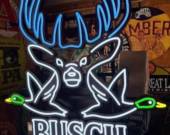 NEW Busch Light Beer Deer Duck Hunting LED Bar Sign – Man Cave Garage Lighted Decor