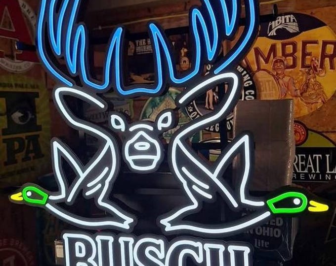 NEW Busch Light Beer Deer Duck Hunting LED Bar Sign – Man Cave Garage Lighted Decor