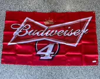 Budweiser #4 Red Flag/Banner – 60"x35" – Double-Sided Satin for Indoor & Outdoor Use