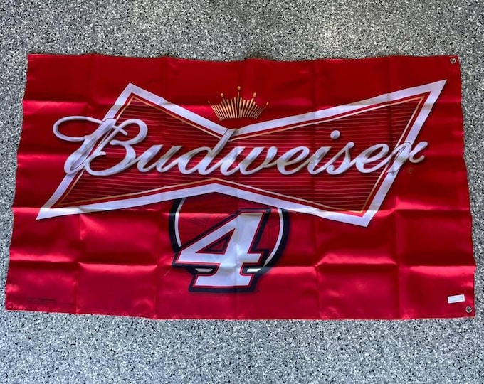 Budweiser #4 Red Flag/Banner – 60"x35" – Double-Sided Satin for Indoor & Outdoor Use