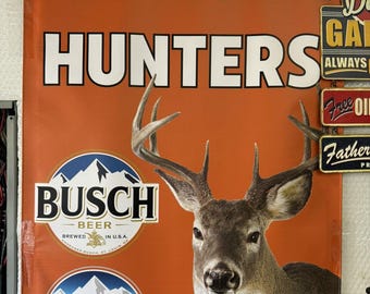 Busch Light Beer Welcome Hunters Garage Man Cave Banner 2'x3' - Man Cave Decor