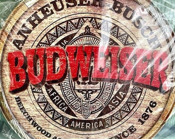 Budweiser Keg End Round Brewiana Tin Sign – 11.75” Diameter