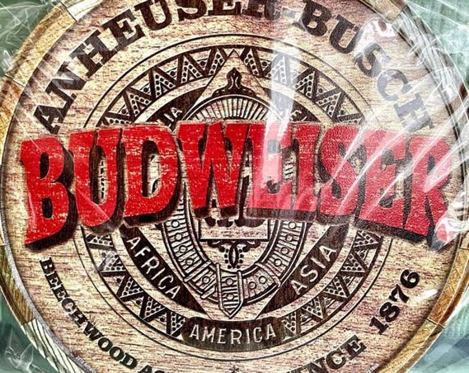 Budweiser Keg End Round Brewiana Tin Sign – 11.75” Diameter