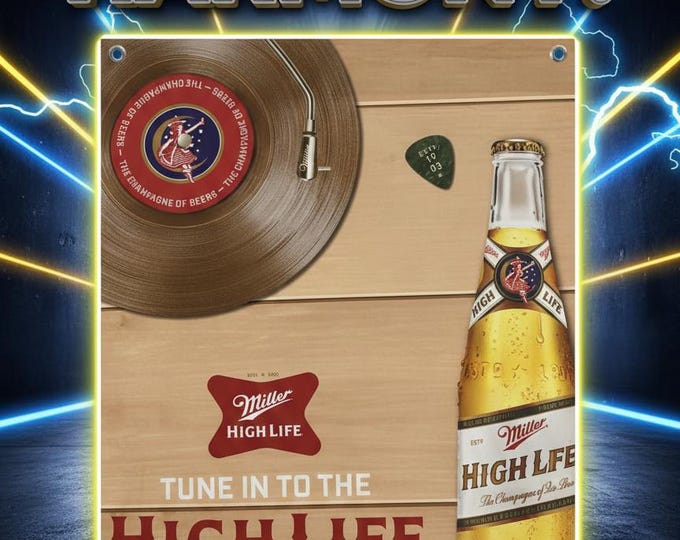 Miller High Life Banner 25x30 Vinyl Beer Banner Tune In To The High Life Garage Bar Mancavedecor Wall Decor