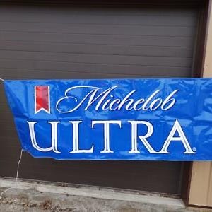 Michelob Ultra PVC Banner 3x8 ft – Massive Beer Sign with Hanging Strings, Bar or Man Cave Decor