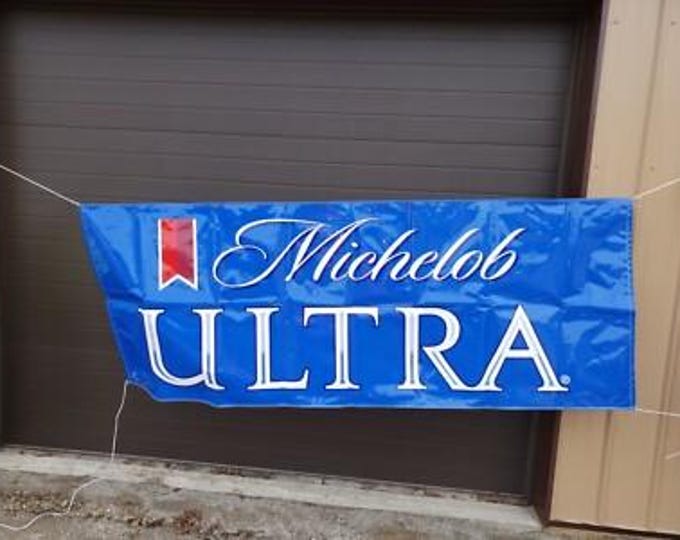 Michelob Ultra PVC Banner 3x8 ft – Massive Beer Sign with Hanging Strings, Bar or Man Cave Decor