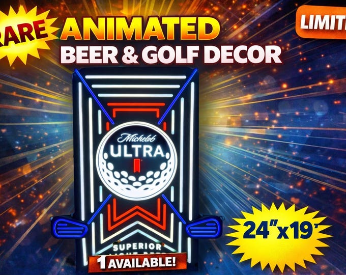 Michelob Ultra Golf LED Sign: Animated Beer & Golf Decor (24"x19")