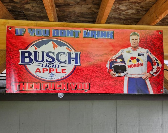 Light Apple Racing Banner 48x20 Funny Garage Bar Mancavedecor Wall Decor