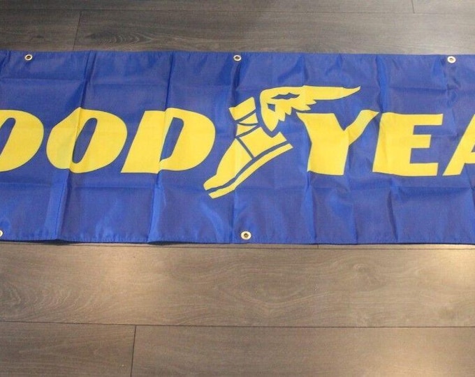 Goodyear Tires Racing Banner Flag – 2x8 ft – Garage, Tire Shop, Mechanic, Man Cave