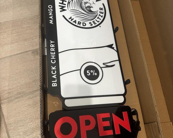 White Claw LED Sign: Color Changing Bar Decor - 28x14 Open Light