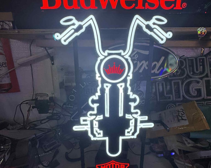 Budweiser Harley Davidson Neon Sign 32x19.5 – Beer Bar Light Man Cave Garage Decor