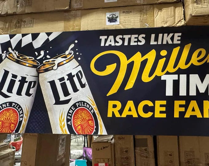 Miller Lite Racing Banner 46x18 Beer Sign Race Fans Man Cave Decor Garage Wall Banner NASCAR Style Bar Decor