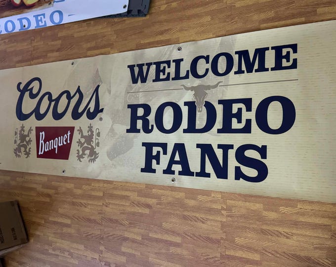 Coors Banquet Welcome Rodeo Fans Banner 76x24” Western Bar Mancave Decor
