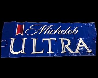 Michelob Ultra PVC Banner 3x8 ft – Massive Beer Sign with Hanging Strings, Bar or Man Cave Decor