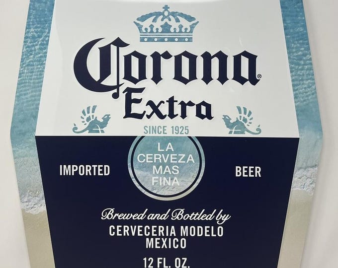 Corona Extra Metal Bar Sign: Man Cave Garage Decor (19x17)