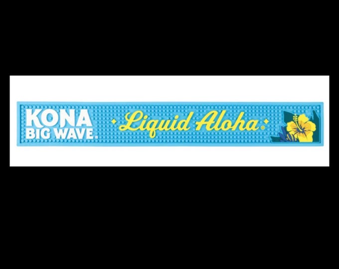 Kona Big Wave Liquid Aloha Bar Mat – 24” x 3.5” – Blue Rubber Bar Spill Mat – New