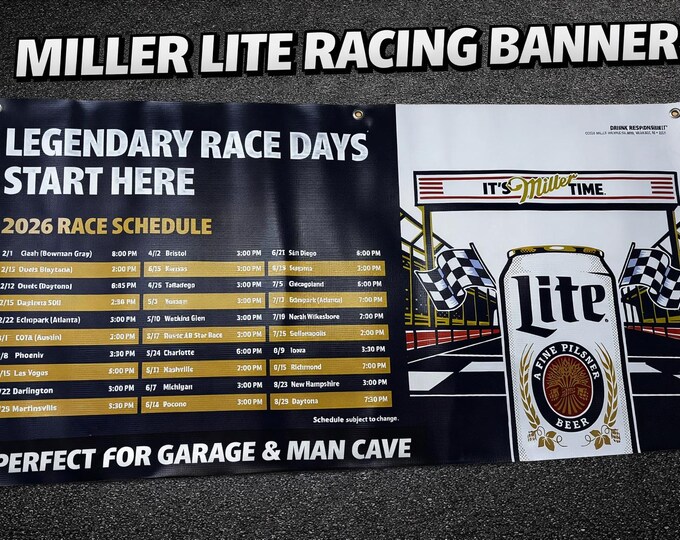 Miller Lite Racing Banner 24x48 | Legendary Race Days Wall Decor | Man Cave