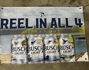 NEW Busch / Busch Lite Reel In All 4 Fishing Outdoor Banner -3x2ft