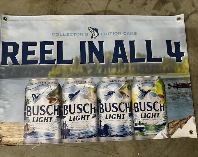NEW Busch / Busch Lite Reel In All 4 Fishing Outdoor Banner -3x2ft