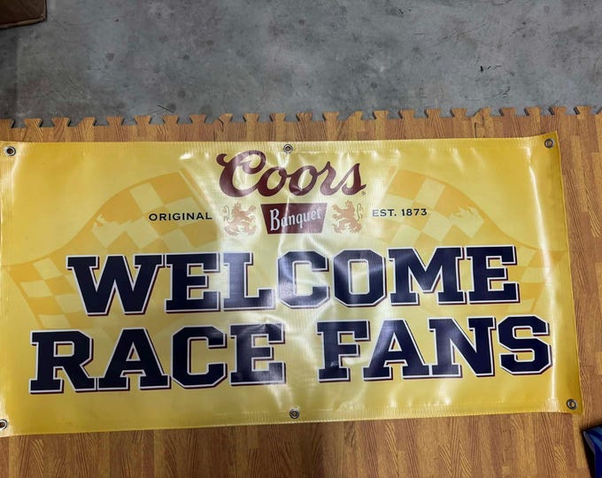Coors Banquet Racing Banner 48x24 Welcome Race Fans Beer Sign Garage Decor Man Cave Wall Banner Bar Decor