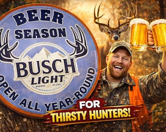 Busch Light Beer Season Tin Sign: Hunting Decor, Man Cave Art