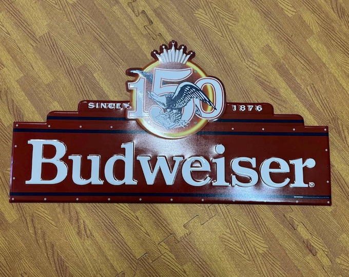 Budweiser 150th Anniversary Tin Sign Heritage Series Eagle 25x13 Metal Beer Wall Decor Mancave Bar