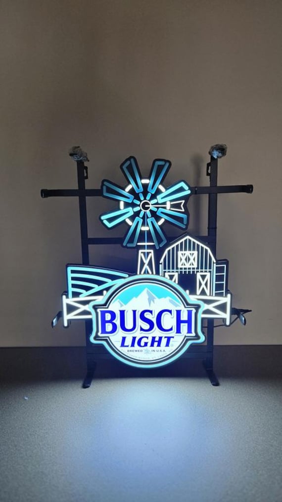 Animated Busch Light Farm Scene LED Neon Sign – Barn Windmill