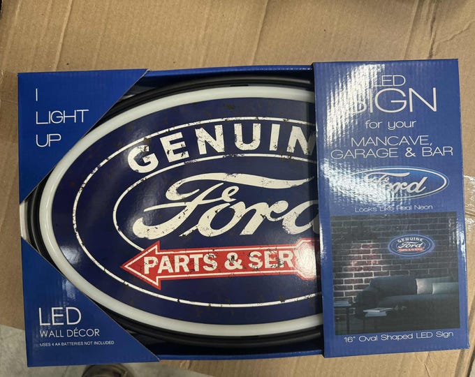 Ford Oval LED “Neon” Sign 16" – Garage, Man Cave, Auto Shop Decor