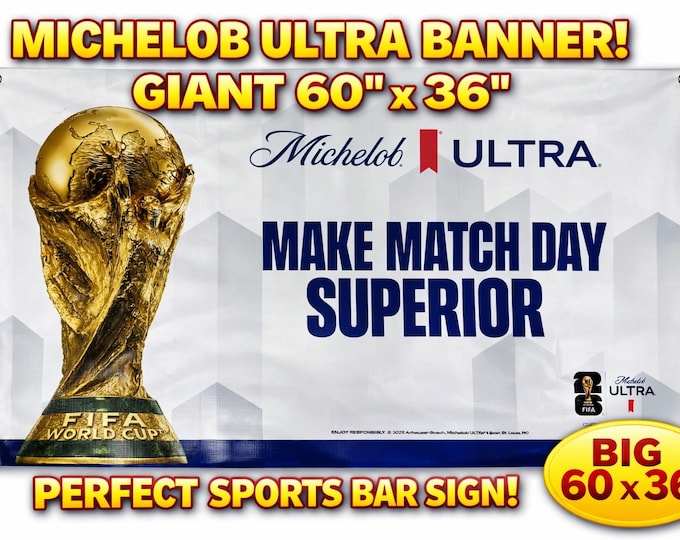 Michelob Ultra FIFA World Cup Banner 60x36 Beer Bar Decor | Soccer Wall Decor | Sports Bar Mancave Decor Banner