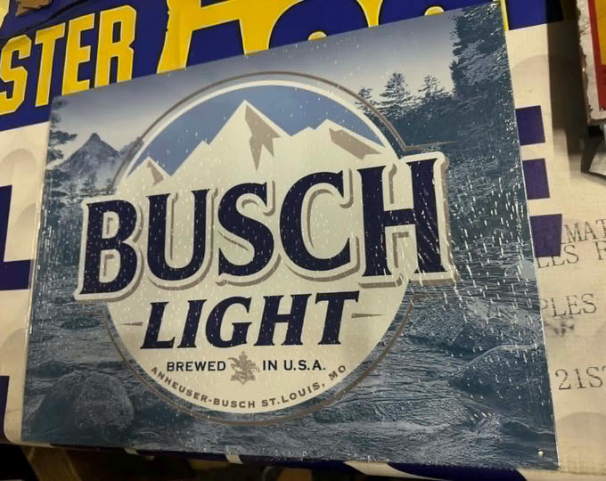 Busch Light Mountain River Metal Tin Sign 16x12.5 Beer Wall Decor Fishing Cabin Mancavedecor