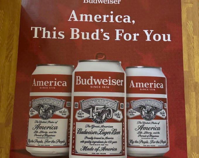 Budweiser America Banner 24x30 This Bud’s For You Beer Banner Patriotic Mancavedecor Bar Wall Decor Vinyl