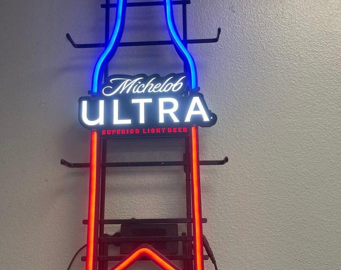 Michelob ULTRA Neon LED Sign 16x35” | Blue & Red Beer Bottle Light | Bar Mancave Decor