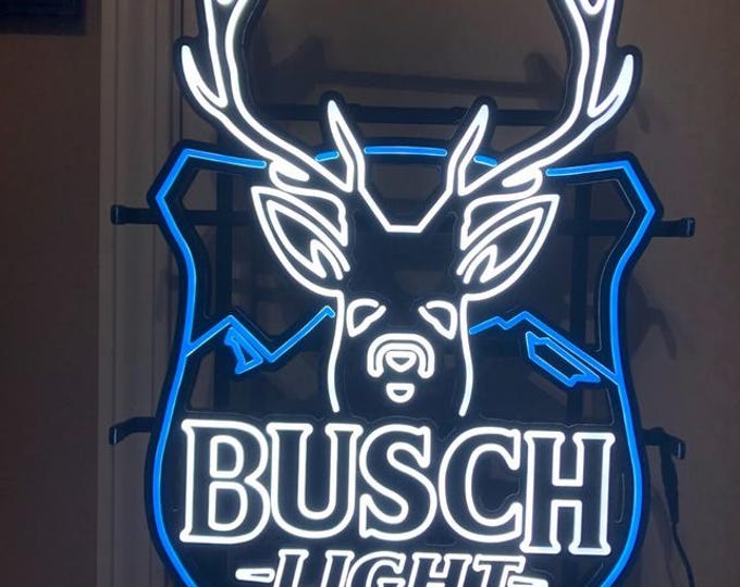 Busch Light Deer Hunting LED Sign – 16x27 Bar Light, Man Cave Decor, Hunting Lodge Wall Sign, Beer Advertising Display, New in Box
