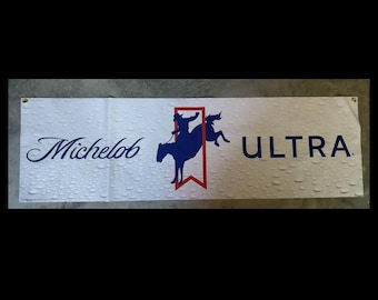 Michelob Ultra Welcome Rodeo Fans Banner – 14.5" x 48" Vinyl Sign – Western Beer Decor