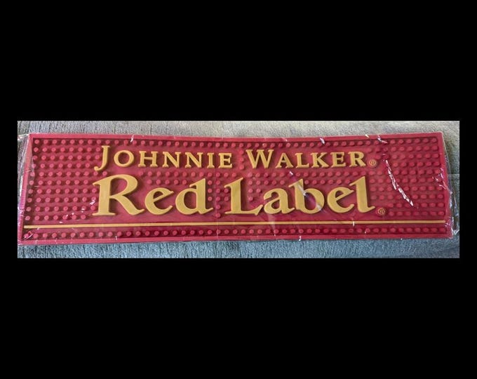 Johnnie Walker Red Label Bar Mat | Scotch Whisky Decor | Home Bar Accessory | Man Cave Gift | Bartender Mat | Pub Runner