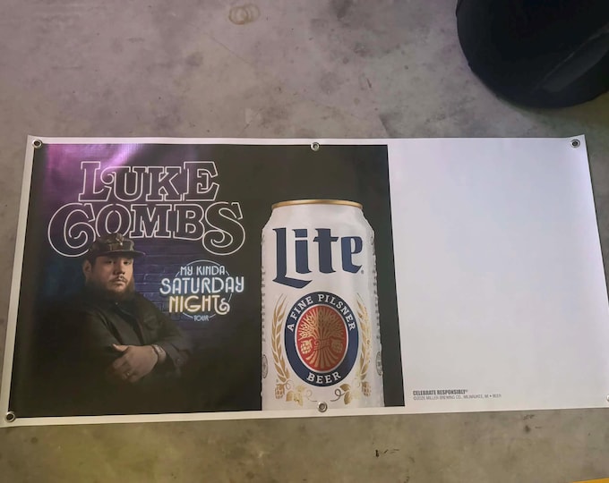 Luke Combs Miller Lite Banner 50"x24" Country Music Beer Mancave Decor Sign