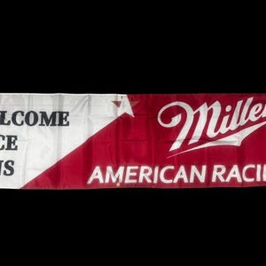 Miller Beer Welcome Race Fans NASCAR Banner Sign 2x8ft Miller American Racing