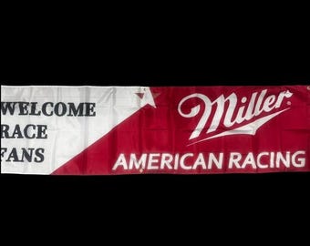 Miller Beer Welcome Race Fans NASCAR Banner Sign 2x8ft Miller American Racing