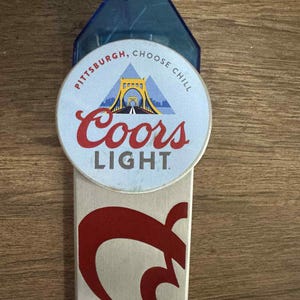 Vintage Coors Light Beer Tap Handle – Pittsburgh Choose Chill Bar Tap Pull – Used Collectible Brewery Advertising
