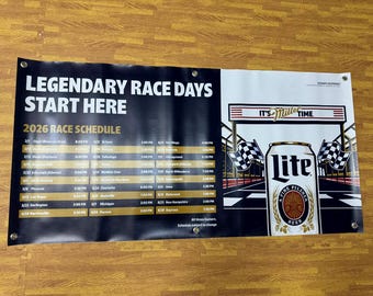 Miller Lite Racing Banner 24x48 | Legendary Race Days Wall Decor | Man Cave