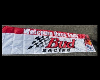 Retro-Inspired Bud Racing Banner – 2x8 Feet – Classic NASCAR Vibes!