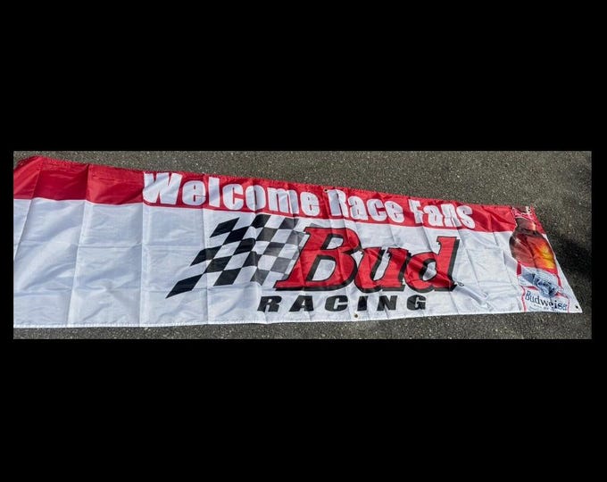 Retro-Inspired Bud Racing Banner – 2x8 Feet – Classic NASCAR Vibes!