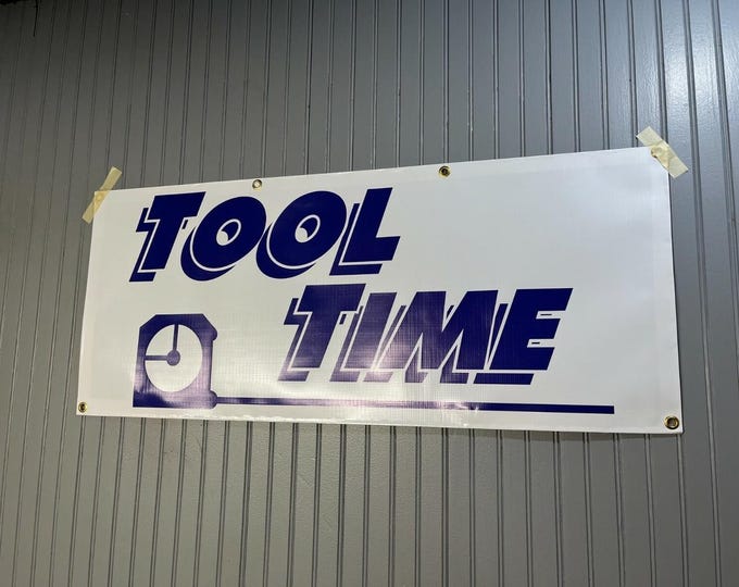 Tool Time Banner 48x20 Garage Wall Decor Mechanic Shop Sign Mancavedecor Workshop Banner