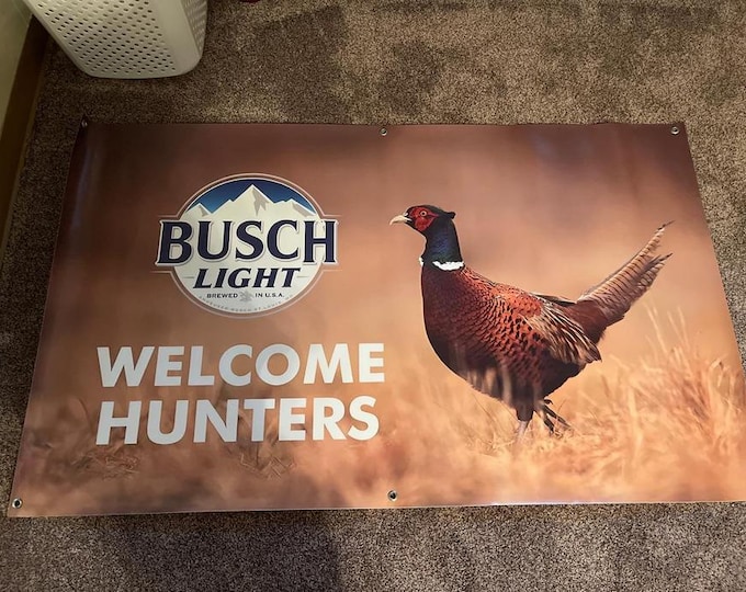 Light Welcome Pheasant Hunters Banner – 3x5 Ft Outdoor Man Cave Sign