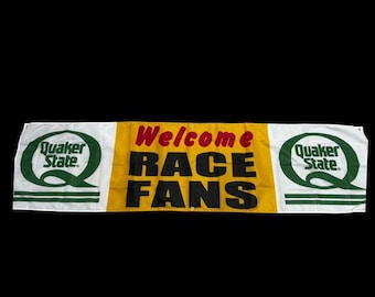 Quaker State Racing oil WELCOME RACE FANS Nascar Flag Banner 2x8ft