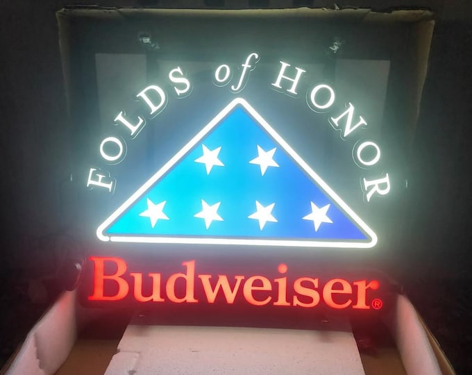Budweiser Folds of Honor LED Bar Sign - 24"x20" with Dimmer Switch | Patriotic Military Veteran Gift | Man Cave Decor | Support Our Troops